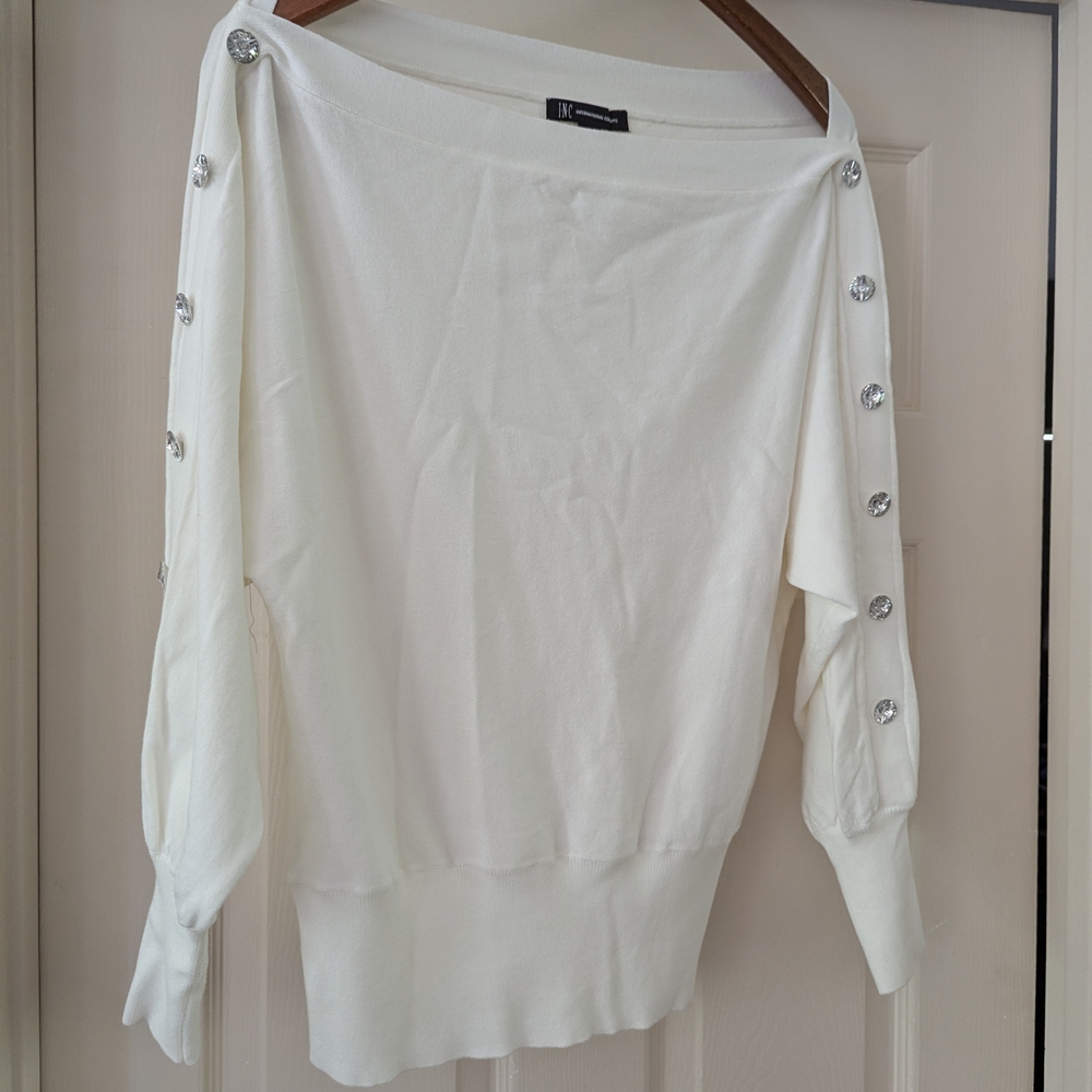 INC International Concepts Cream Off-the-Shoulder Sweater